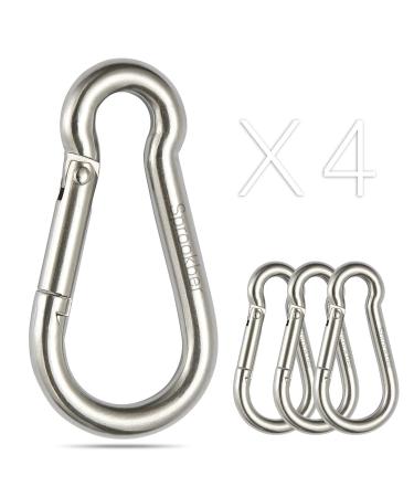sprookber Stainless Steel Carabiner Spring Snap Hook - 304 Stainless Steel Heavy Duty Clips, Set of 4 2.25 Inch