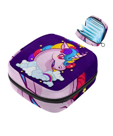 Portable women's binding-storage bags menstrual cup pocket female menstrual pads bags for teenage girls tampons for the first period purple unicorn multicolored 05