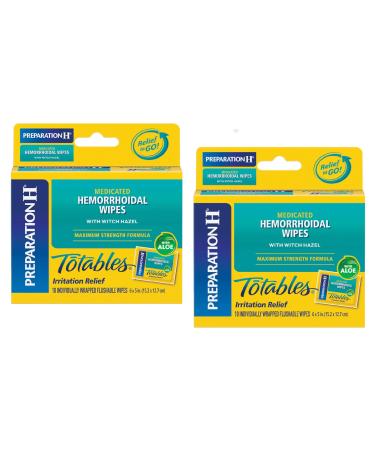 Preparation H Totables, Hemorrhoidal Wipes with Witch Hazel 10 ea(Pack of 2) - Buy Online on GoSupps.com