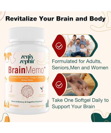 ZenixZephir Memory Focus Supplement - Brain Support with Omega-3 Bacopa and Plasmalogens for Enhanced Cognitive Function - Concentration and Memory - Non-GMO 60 Softgels - Buy Online on GoSupps.com