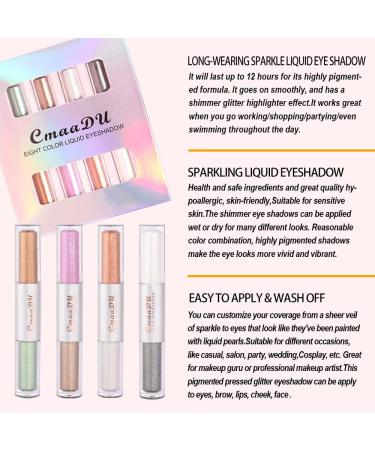 8 Colors Liquid Glitter Eyeshadow & Eyeliner Set - Sparkly Metallic Shimmer | Waterproof Eye Makeup Kit with Bright Colors - 1 Count - Buy Online on GoSupps.com