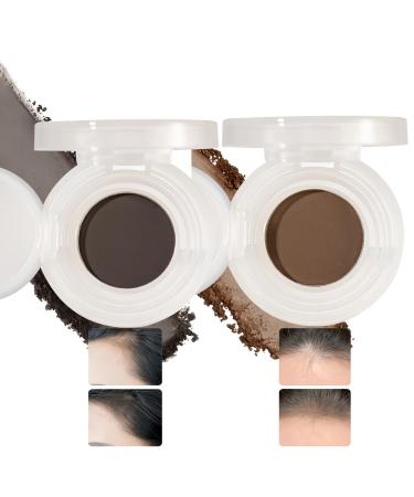 Hair Root Concealer Color Powder with Fingertip Powder Puff, Hair Root Touch Up for Men and Women, for Hair Shadow (Black, Brown)