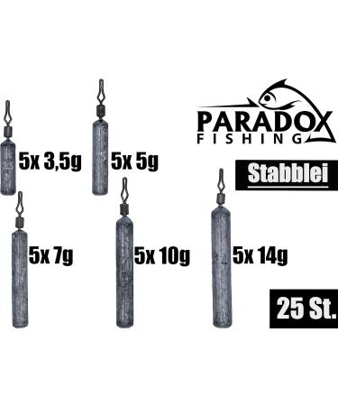 Buy Paradox Fishing Drop Shot Lead Set | 25 Pieces (3.5g/5g/7g/10g/14g) with Box | High-Quality Fishing Weights for Drop Shotting - Ideal for Anglers - Buy Online on GoSupps.com