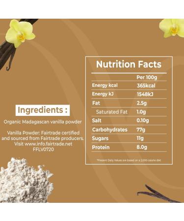 Vanillabazaar Sustainable Organic & Fairtrade Single Ingredient Premium Madagascan Vanilla Powder(20g) for Fast Infusion Home Baking and Cooking/Hot beverages Premium Organic & Fairtrade 20g - Buy Online on GoSupps.com