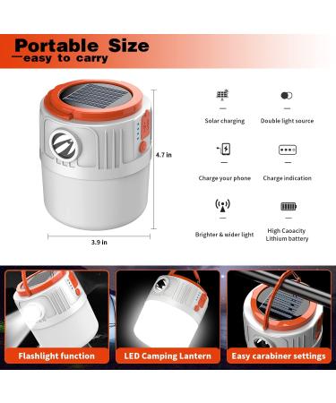 Ceena 1000lm Solar & USB Rechargeable LED Camping Lantern | 6 Light Modes | IP54 Waterproof Flashlight for Camping, Hiking, Fishing | 6000mAh Solar Tent Light - Buy Online on GoSupps.com