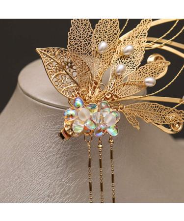 Minkissy Chinese Tassel Hair Fork - Vintage Japanese Style Hairpin with Leaves and Pearls for Women and Girls | Christmas Cosplay Hanfu Accessory - Buy Online on GoSupps.com