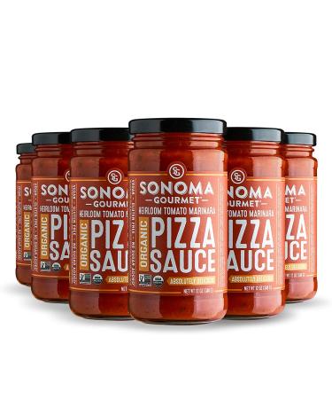 Sonoma Gourmet Heirloom Tomato Pizza Sauce | Made With Fresh Organic Tomatoes & Sweet Basil | Vegan & Gluten-Free | No Sugar Added | 12 Ounce Jars (Pack of 6) 12 Ounce (Pack of 6)