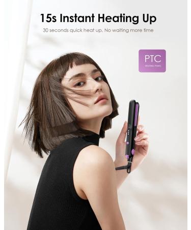 Mini Ceramic Flat Iron 0.7 Inch - Portable Hair Straightener for Short Hair Curls & Bangs | Adjustable Temperature Dual Voltage Travel Pouch - Purple - Buy Online on GoSupps.com