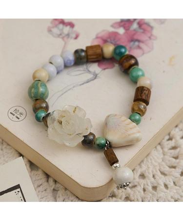 Oralgos Adjustable Charm Bracelet | Unique Handmade Ceramic & Ethnic Jewelry for Women - White - Buy Online on GoSupps.com