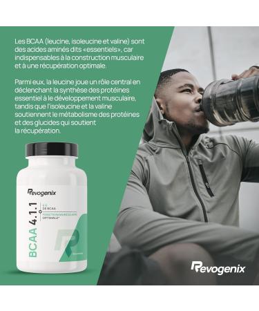 BCAA 4.1.1 | Acides Amin s en Comprim s | L-Leucine L-Isoleucine L-Valine & Vitamine B6 | Construction et R cup ration Musculaire | Efficace contre les courbatures | 90 Comprim s Vegan | Revogenix - Buy Online on GoSupps.com