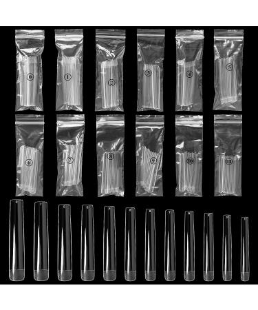 Ranrose 120PCS XXXL Clear Square Coffin Nail Tips - Extra Long Straight Acrylic False Press On Nails for Ballerina Style - Includes Storage Bag - Buy Online on GoSupps.com