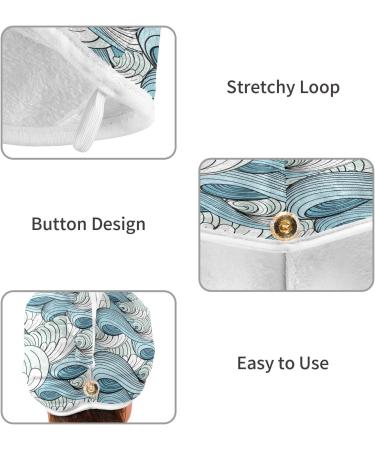 Wave Dry Hair Cap Set - 2 Piece Quick Drying Towels & Button Headband | Super Absorbent & Comfortable - Buy Online on GoSupps.com