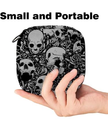 Shop Portable Women's Binding-Up Menstrual Cup Bags | Skull Rose Gray | Perfect for Teens & First Periods - Buy Online on GoSupps.com