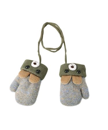Children Gloves Winter Mittens Cute Cartoon Mittens Outdoor Warm Knitted Gloves for 1-5 Years Old Baby Gray