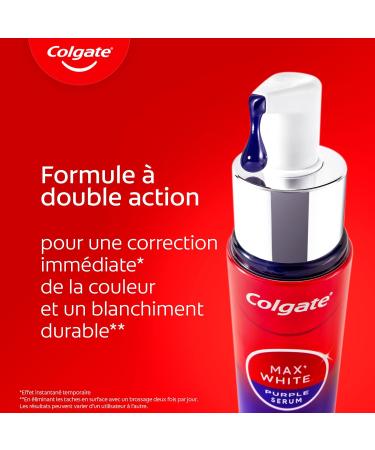 COLGATE - S rum Max White Purple - Booster de Blancheur Apr s le Dentifrice pour une Correction Instantan e de la Couleur - Pour un sourire plus blanc et clatant d s la premi re utilisation - 40ml Serum - Buy Online on GoSupps.com