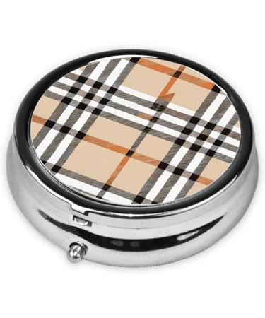 Buy Gray Plaid Mini Round Pill Box - 3 Compartment Travel Organizer for Home & Office | Portable Medicine Case - Buy Online on GoSupps.com