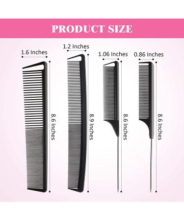 8-Piece Carbon Fiber Hair Comb Set | Fine Teeth Rat Tail Combs for Styling & Cutting | Perfect for Braids | Salon & Home Supplies in Black and Pink - Buy Online on GoSupps.com