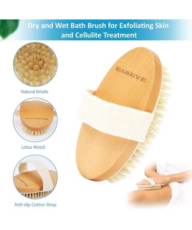 Silicone Back Scrubber & Bath Loofah Set - 35.5 Long Exfoliating Body Brush with Natural Bristles | Shower Loofah Ball & Mesh Pouf | 3 Hooks Included - Buy Online on GoSupps.com