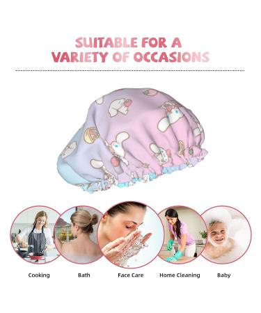 Cute Anime Shower Cap for Women and Girls | Double Layered, Reusable, Waterproof | Adjustable Fit for All Hair Lengths | One Size - Buy Online on GoSupps.com