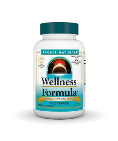 Source Naturals Wellness Formula Bio-Aligned Vitamins & Herbal Defense for Immune System Support - Dietary Supplement & Immunity Booster - 60 Capsules Unflavored 60 Count (Pack of 1)