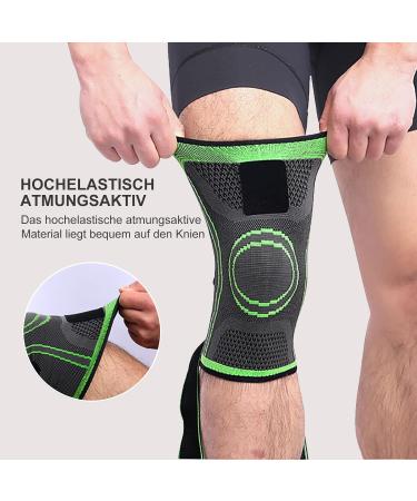 Adjustable Sports Knee Supports - 2 Pack for Pain Relief | Men & Women | L Green Knee Sleeves for Arthritis Meniscus Tear Running & Climbing - Buy Online on GoSupps.com