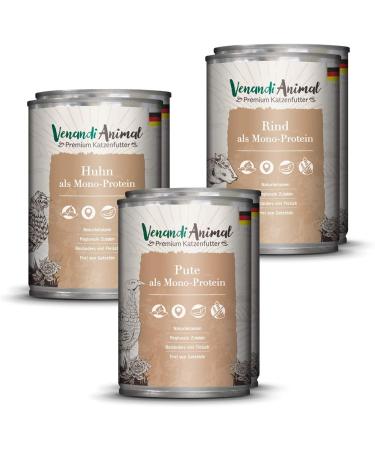 Venandi Animal Premium Wet Cat Food Trial Package - Chicken Duck Beef & Horse Calf Turkey | 6x400g | 2.4kg - International Shipping Available - Buy Online on GoSupps.com