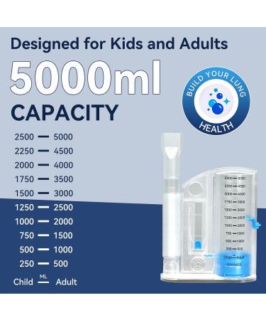 DIMES Breathing Trainer & Lung Exerciser Lung Trainer for Improved Lung Capacity 5000ml Volume Measurement Suitable for Kids and Adults Ideal for Lung Cleanse Fitness and Breath Control 100 - Buy Online on GoSupps.com