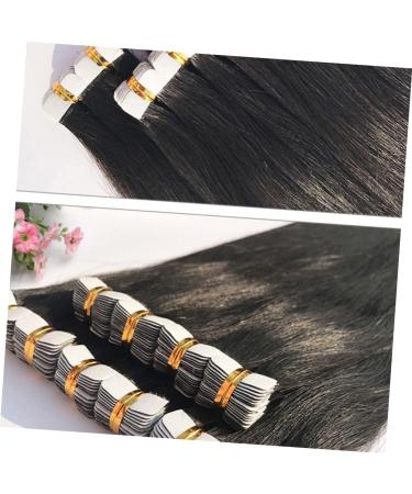 POPETPOP Real Hair Wig Straight Hair Extensions Tape in Hair Seamless Hair Extention Human Hair Wigs Invisible Hair Weaving medium Black - Buy Online on GoSupps.com