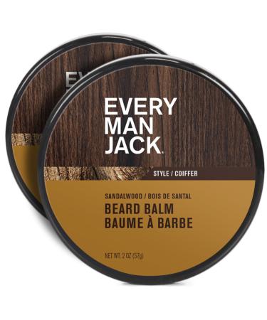 Every Man Jack Beard Balm - Subtle Sandalwood Fragrance - Moisturizes Protects and Strengthens Your Beard - Naturally Derived with Tea Tree Oil Shea Butter and Jojoba - 56g - 2 Pack