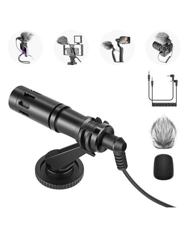 Neewer CM14 Microphone for Phone, Mini On-Camera Video Microphone with Mic Mount, Windscreen, Audio Cables Compatible with iPhone/Android Phone/DSLR Camera/Camcorder (Adapter for iPhone Not Included)