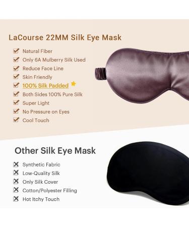 LaCourse 100% Genuine 22Momme Mulberry Silk Eye Mask - Grey Purple | Comfortable & Blackout Sleep Mask | Elasticated Silk Band | Pure Silk Filler | Gift Set - Buy Online on GoSupps.com