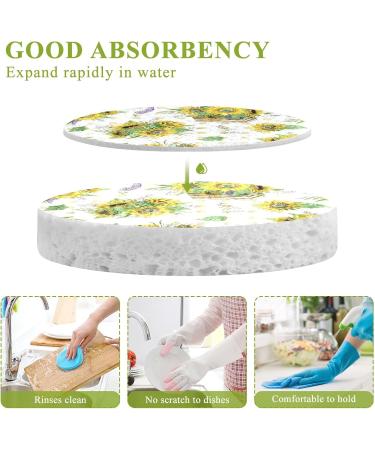 3-Pack Cleaning Kitchen Sponges Oval Sunflower Bouquet Lavender Kitchen Cellulose Dishwashing Wood Pulp Cotton - Buy Online on GoSupps.com
