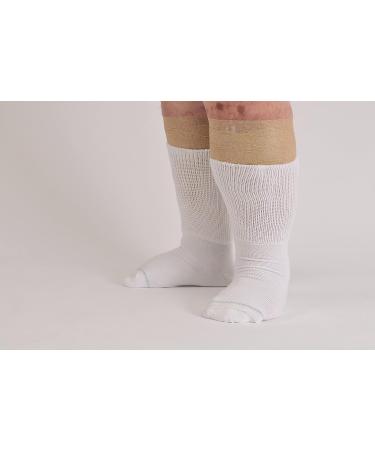 Extra Wide 6E Unisex Medical Mid Calf Crew Socks 3PK | Antimicrobial | Made in USA | White - Buy Online on GoSupps.com