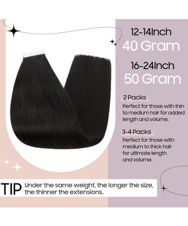 Buy 45cm Tape-In Extensions - Real Remy Hair Natural Black #1B 50g 20 Pieces - Premium Human Hair Extensions - Buy Online on GoSupps.com