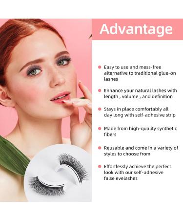 NICENEEDED 3 Pairs Self-Adhensive False Eye Lashes Fluffy Full Eye Faux Eye Lash Extensions 3 Styles Reusable No Glue Self Sticking Curly Artificial Lashes for Women and Girls - Buy Online on GoSupps.com