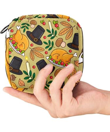 Sanitary Napkin Storage Bag - Autumn Turkey Design | Menstrual Cup & Nursing Pad Holder | Portable Period Kit Bag | Color 7 - Buy Online on GoSupps.com
