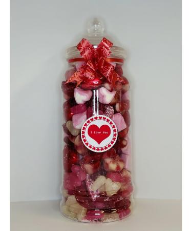 I Love You Valentines Day Filled Pick N Mix Sweet Victorian Jar Gift Present 970ml aprrox 700g