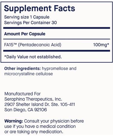 Fatty15 C15:0 Pentadecanoic Acid Supplement The Longevity Nutrient - 90 Vegan Capsules - 3X Cellular Benefits of Fish Oil EPA Omega 3 Supplements - Liver Support & Mitochondrial Health 90 Count (Pack of 1) - Buy Online on GoSupps.com
