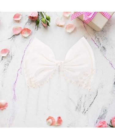 POPETPOP Bridal Satin Bow Tassel Hair Clip Bow Hair Pin Women Hair Accessories Women Hair Decorations Hair Barrettes Bow Hairpins Bow Barrettes Tiara Headgear Bride Bow Tie Fabric White - Buy Online on GoSupps.com