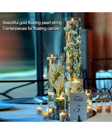 50 Pcs Gold Faux Pearl String for Wedding Centerpieces | Vase Filler for Floating Candles and Parties - Buy Online on GoSupps.com