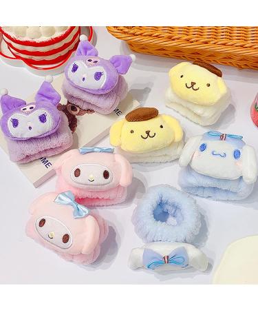Ocroyea Kawaii Women Face Wash Headband Wristband Set - Cute Cartoon Spa Headband for Makeup and Skincare - Purple - Buy Online on GoSupps.com