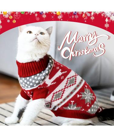HYLYUN 2-Piece Christmas Cat & Dog Sweater - Warm Knitwear with Snowflakes & Reindeer Motif for Small Dogs & Cats - Ideal Winter Coat & Christmas Costume - Buy Online on GoSupps.com