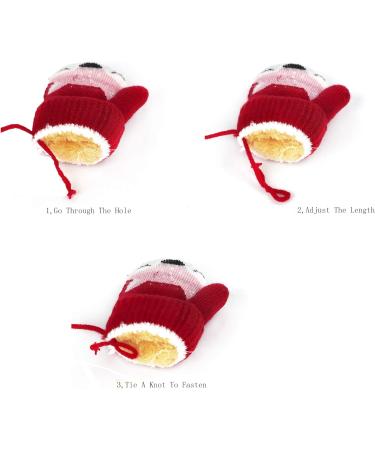 Cute Fox Knitting Short Gloves for Toddler Kids | Winter Thermal Plush Lining | 1-3 Yrs | Red - Buy Online on GoSupps.com