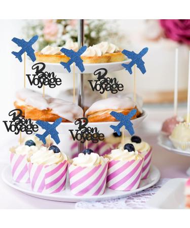 INNORU Bon Voyage Cupcake Toppers Travel Theme Party Cupcake Decor Moving Away Going Away Airplane Sign Baby Shower Graduation Retirement Party Decorations Supplies Pack of 24 Glitter - Buy Online on GoSupps.com
