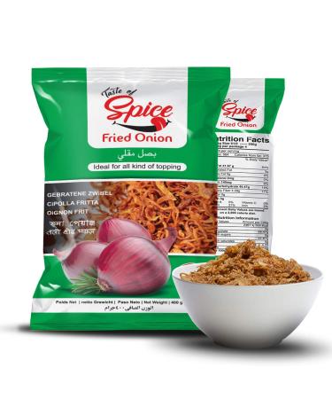 Taste of Spice Fried Onions 14 Ounce (Pack of 2) Fried Onions Crispy Fried Shallots Crispy Gluten Free Organic Vegan Non-GMO