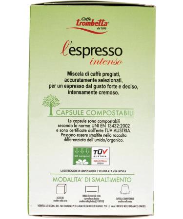  CAFF TROMBETTA DAL 1890 Trombetta L'Espresso Compostable Nespresso Compatible Capsules Intenso - 10 Packs of 10 Capsules each 100 Caspules in Total - Buy Online on GoSupps.com