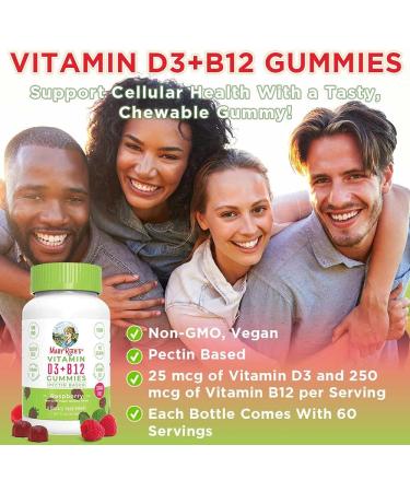 Vitamin D3 + B12 Gummy Supplements | 2 Month Supply | Supports Bone Health & Energy | Vegan & Gluten Free | 60 Servings - Buy Online on GoSupps.com