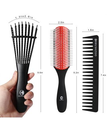 BRUSHZOO Detangling Brush for Curly Hair - Fast & Easy Hair Detangler for Women, Men, and Kids - Ideal for Natural 3/4abc Hair - Red - Buy Online on GoSupps.com