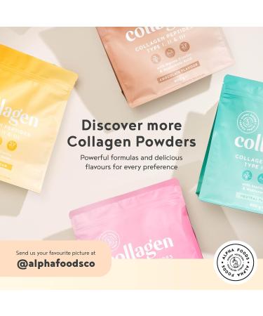 Premium Raspberry Flavour Collagen Powder with Hyaluronic Acid 400g | Bovine Collagen Type I II III Supplement for Women | Hydrolyzed Peptides with 8 Amino Acids | Alpha Foods 26 Servings - Buy Online on GoSupps.com