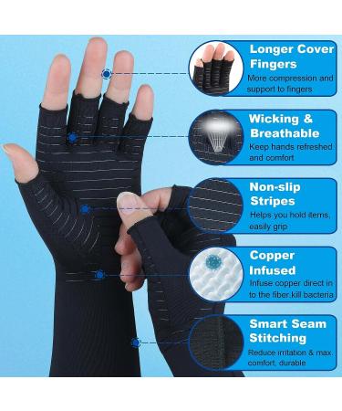 SHIFANQI Copper Long Arthritis Gloves - Compression Glove for Carpal Tunnel Pain Relief - Medium Black (1 Pair) - Buy Online on GoSupps.com